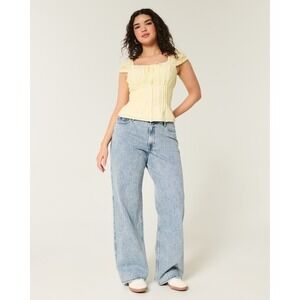 Baggy Wide Leg High Rise Light Wash Hollister Jeans 90s Skater Clean Girl 28